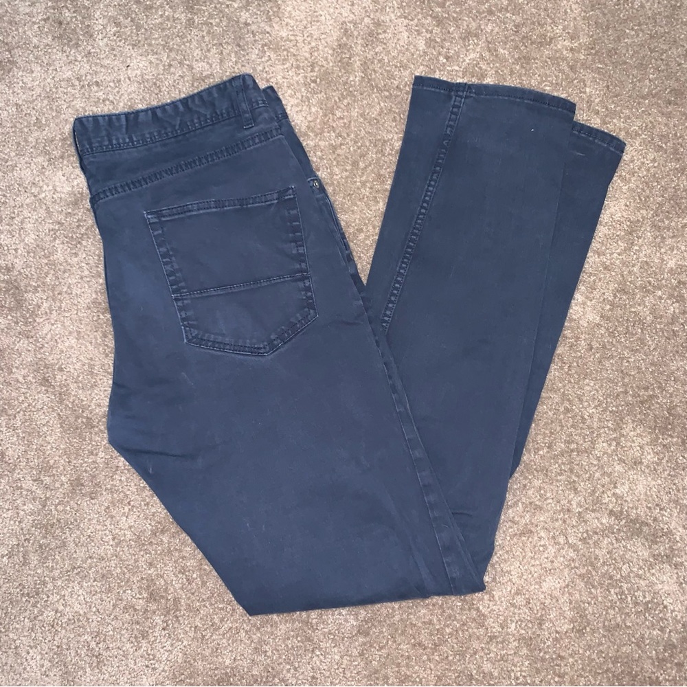 Galeries Lafayette Paris Blue wash chino flat front 32x34 slim straight 5pocket